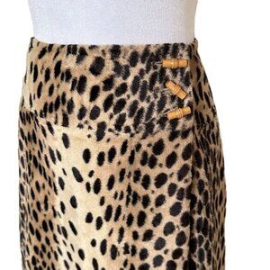 Vintage Cheetah Print Mini Skirt Wrap Skirt Size 25 Inch Waist 1970's